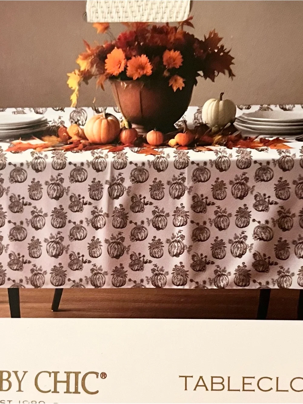 🆕- Shabby Chic Fall Harvest Tablecloth Oblong 60x 104